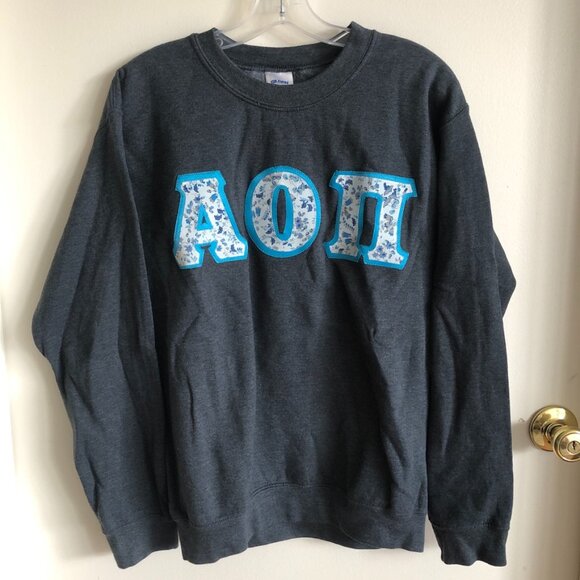 Alpha Omicron Pi Stitched Letters Sweatshirt (aoii) - Picture 1 of 5